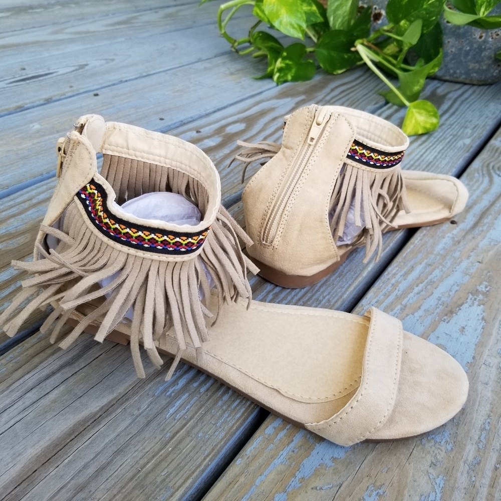 Boho Fringed Frayed Southwestern Gladiator Sandal